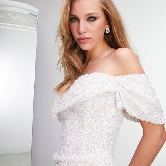 ASOS EDITION Cecilia bardot sequin embellished wedding dress - Picture 3 of 4